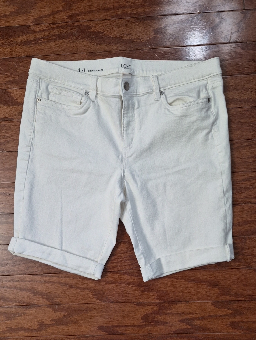 LOFT Bicycle Short White Women's Bermuda Shorts Size 14